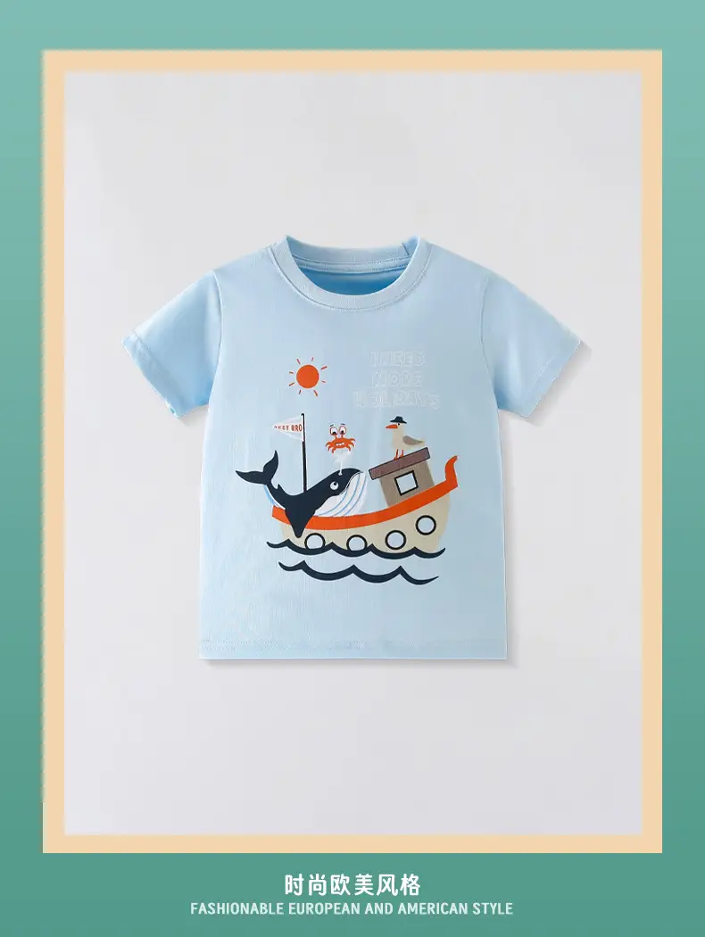 2025 Cartoon Ocean T-Shirt Boys Pure Cotton Short Sleeve — feature 2
