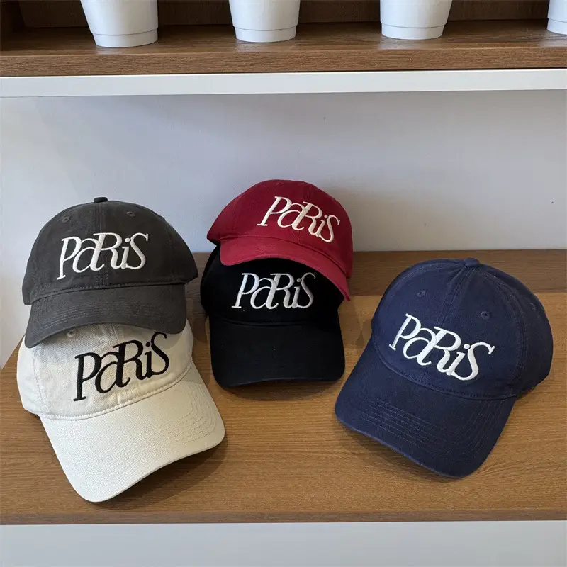 Paris Embroidered Women's Cap Large Head Wide Brim - Image 6
