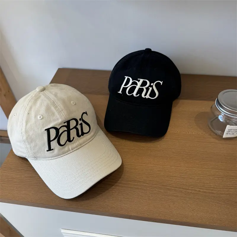 Paris Embroidered Women's Cap Large Head Wide Brim - Image 7