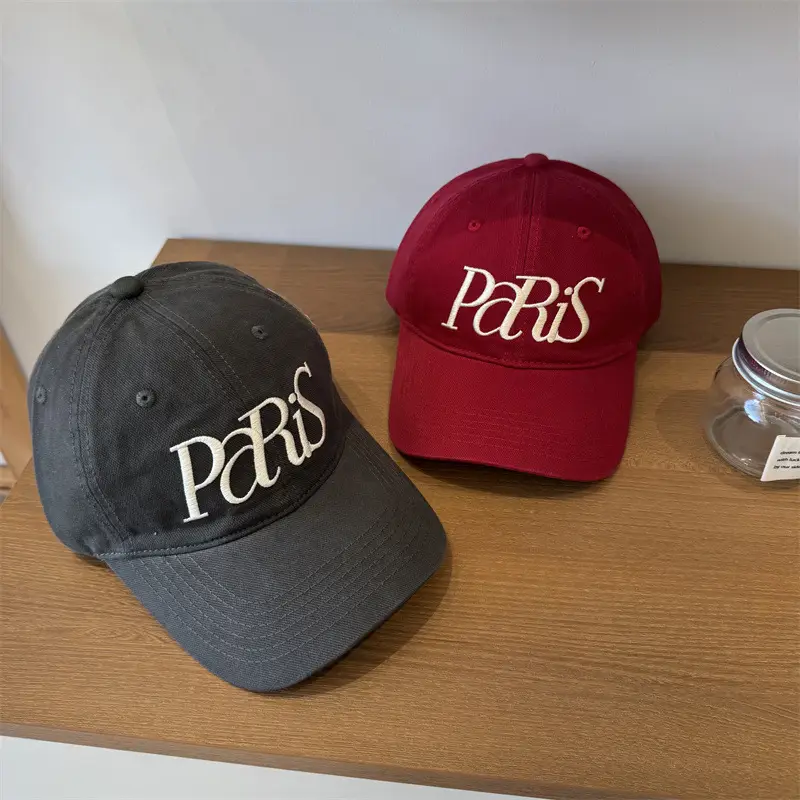 Paris Embroidered Women's Cap Large Head Wide Brim - Image 8