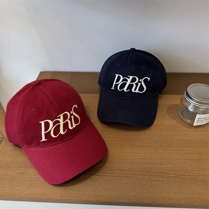 Paris Embroidered Women's Cap Large Head Wide Brim - Image 9