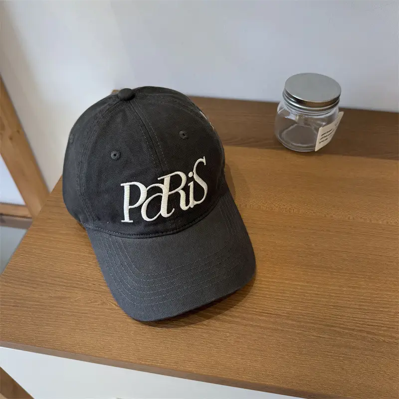Paris Embroidered Women's Cap Large Head Wide Brim - Image 3
