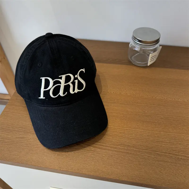 Paris Embroidered Women's Cap Large Head Wide Brim - Image 4
