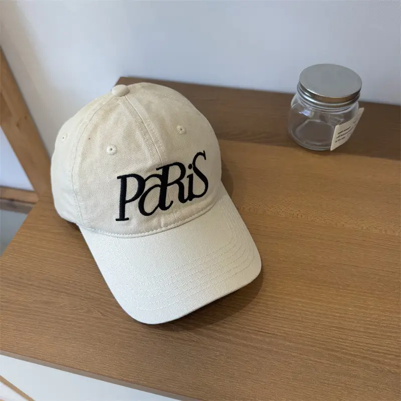 Paris Embroidered Women's Cap Large Head Wide Brim - Image 5