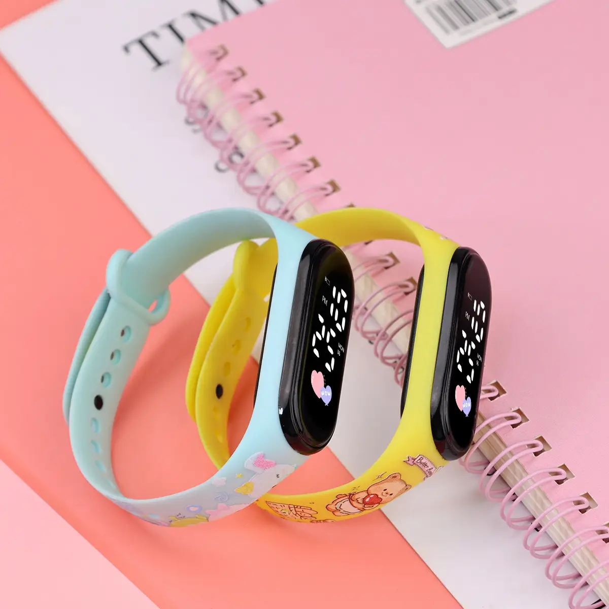 Yellow Cartoon Print Smart Watch for Girls Middle School - Image 15