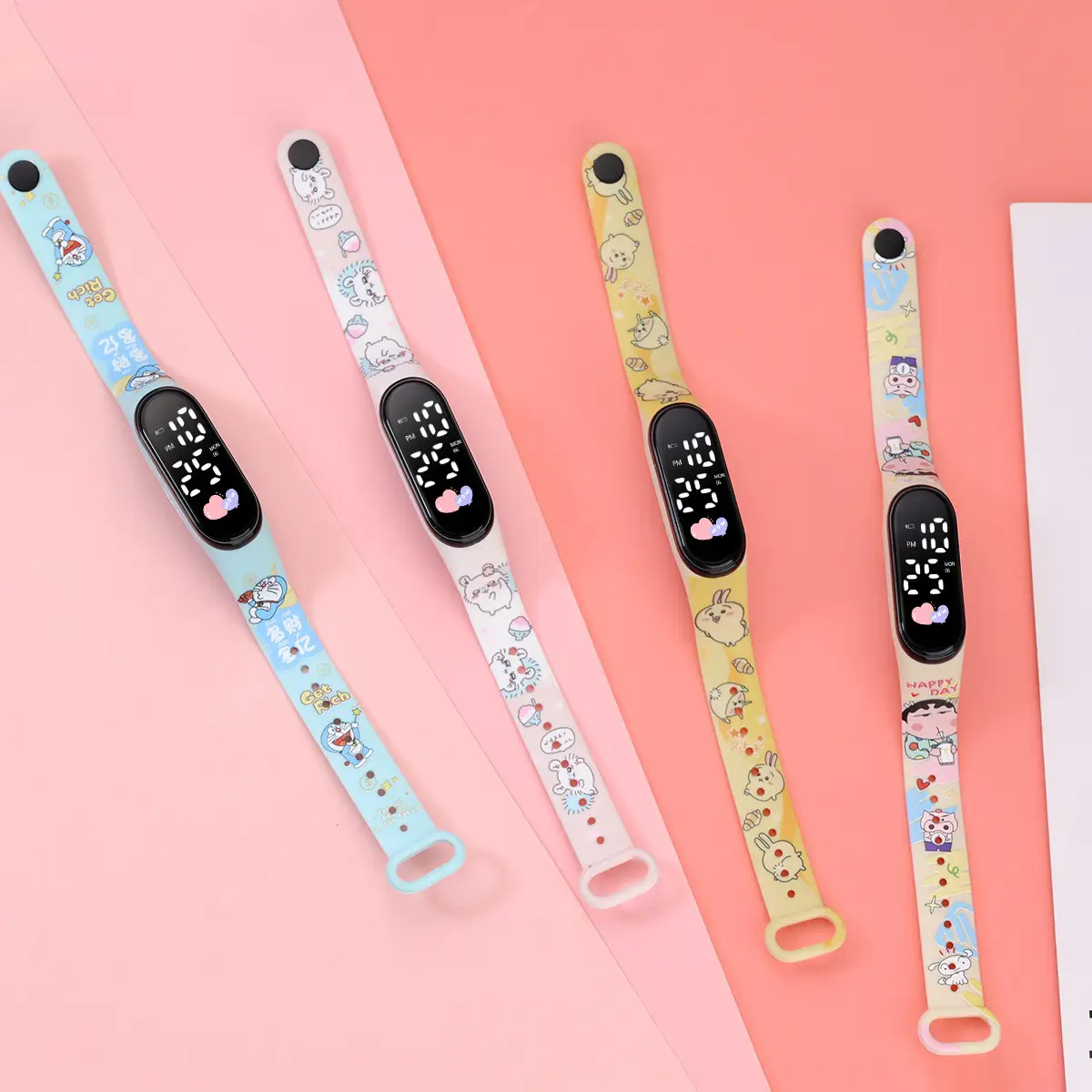 Yellow Cartoon Print Smart Watch for Girls Middle School — feature 2