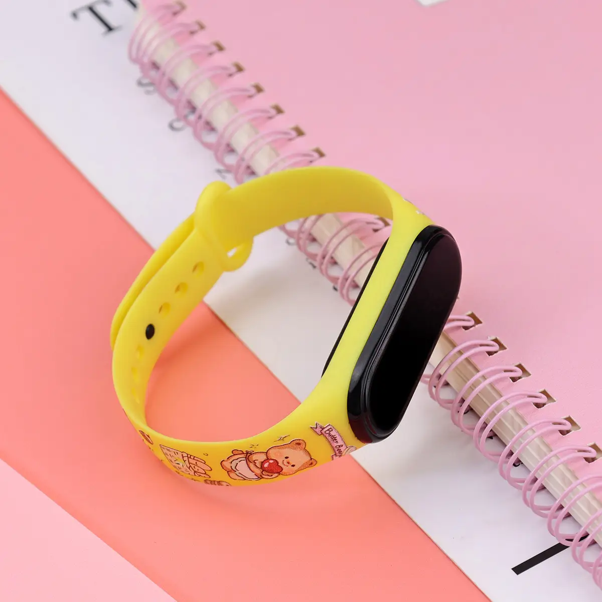 Yellow Cartoon Print Smart Watch for Girls Middle School — feature 5