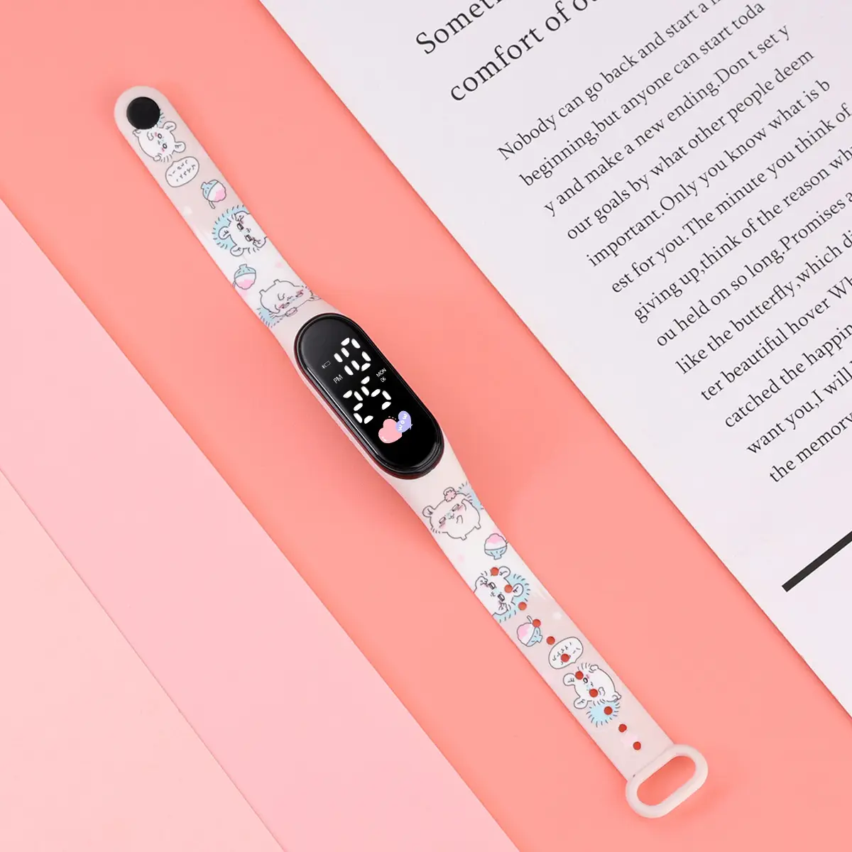 Yellow Cartoon Print Smart Watch for Girls Middle School - Image 10