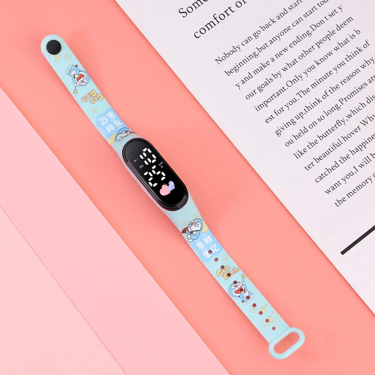 Yellow Cartoon Print Smart Watch for Girls Middle School - Image 2