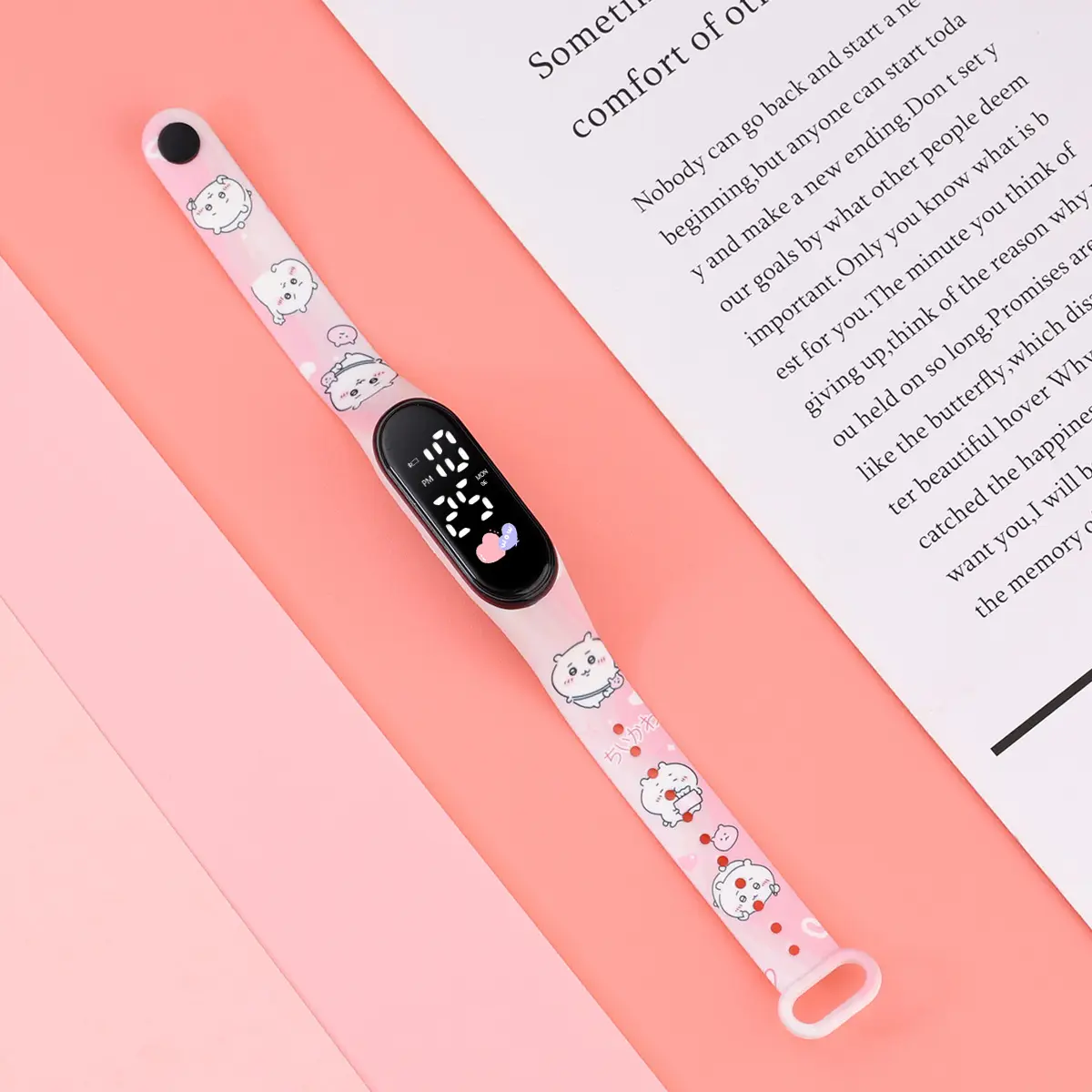 Yellow Cartoon Print Smart Watch for Girls Middle School - Image 4