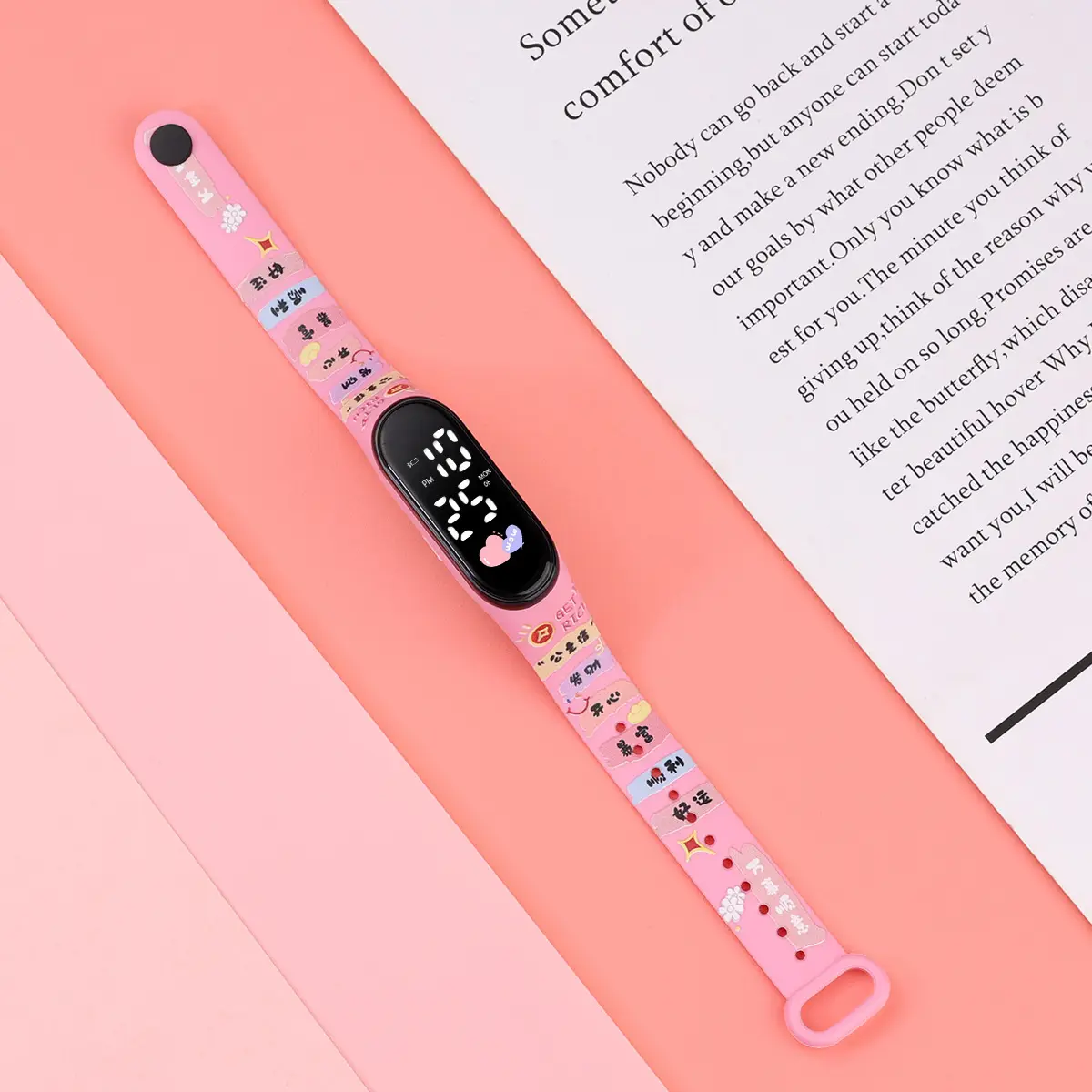 Yellow Cartoon Print Smart Watch for Girls Middle School - Image 8