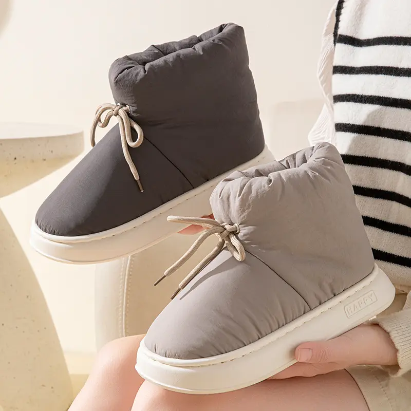High-Top Cotton Slippers for Men, Winter down Cloth Waterproof and Warm Indoor and Outdoor Wear Thick-Soled Bag-Heeled Cotton Shoes for Women - Image 7