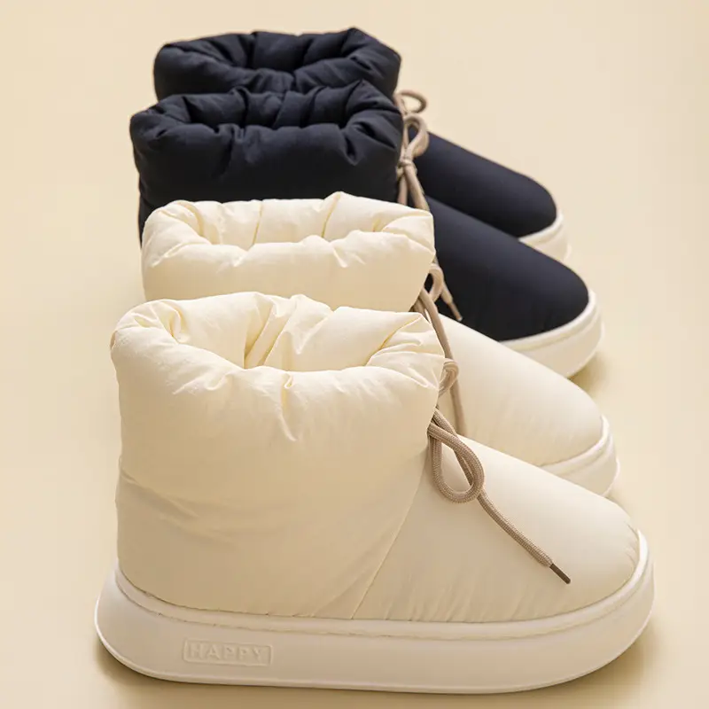 High-Top Cotton Slippers for Men, Winter down Cloth Waterproof and Warm Indoor and Outdoor Wear Thick-Soled Bag-Heeled Cotton Shoes for Women - Image 8