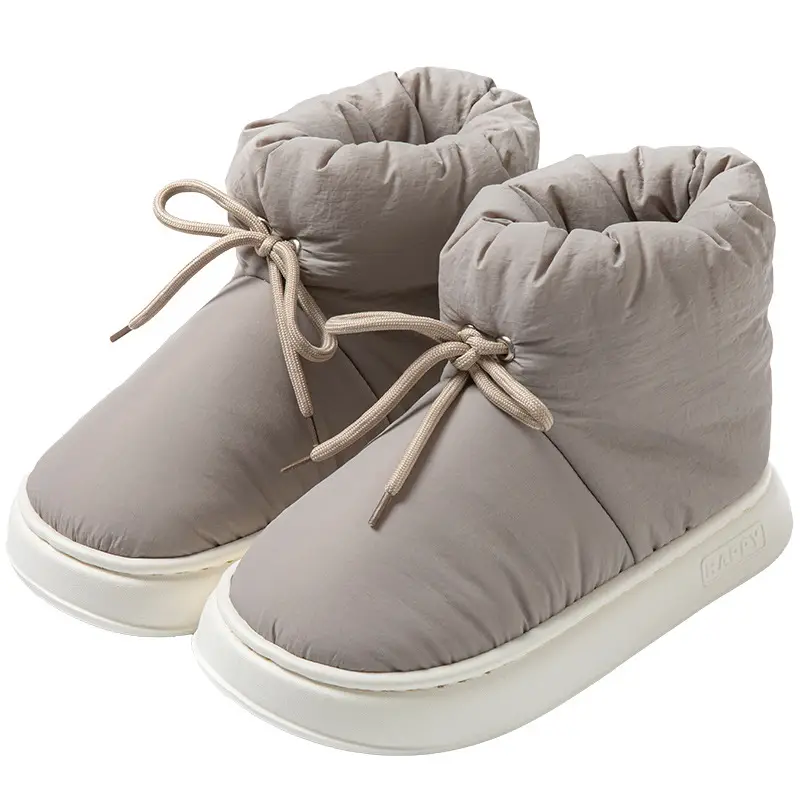 High-Top Cotton Slippers for Men, Winter down Cloth Waterproof and Warm Indoor and Outdoor Wear Thick-Soled Bag-Heeled Cotton Shoes for Women - Image 9