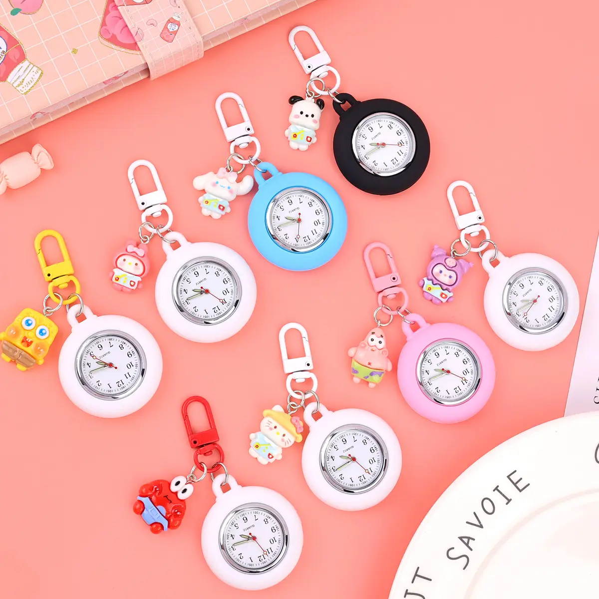Spot Cartoon Clock Keychain for Students Schoolbag Backpack — feature 10