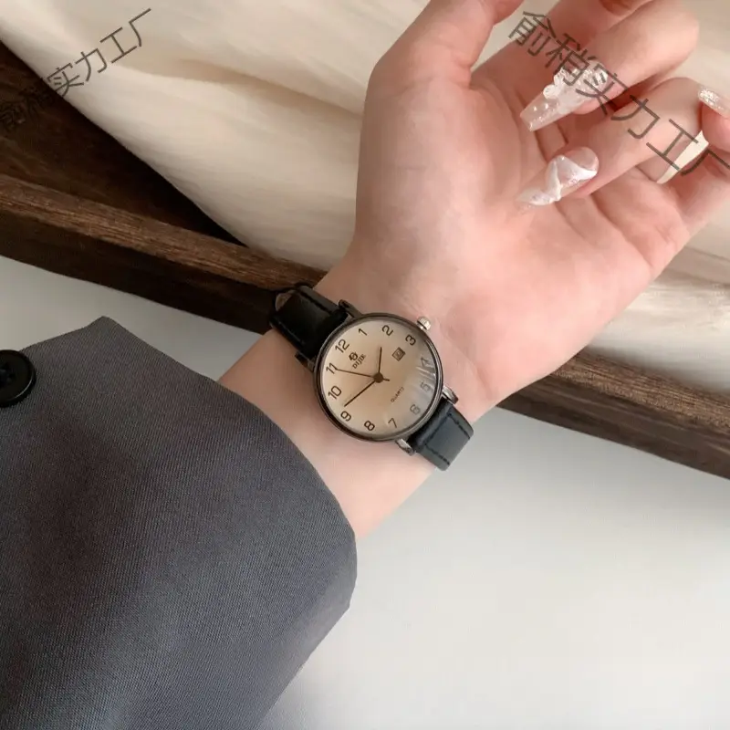 Women's Brown Leather Watch with Retro Quartz Design - Image 5