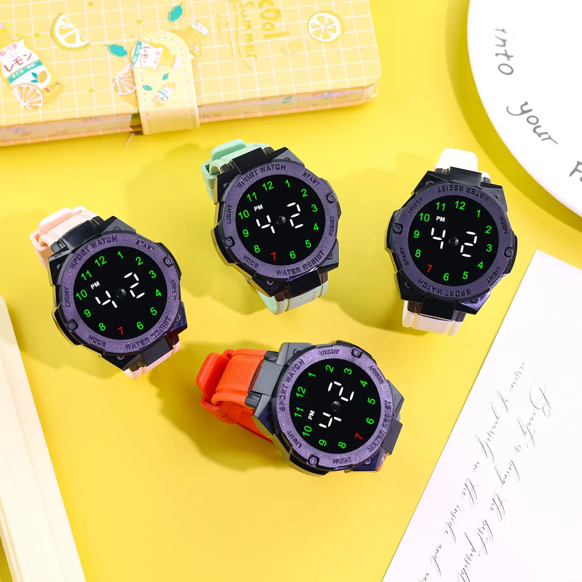 New Led Electronic Watch Marquee Cross-Border Silver Dial Rhombus Fashion Digital Sports Student Party Ready - Image 9