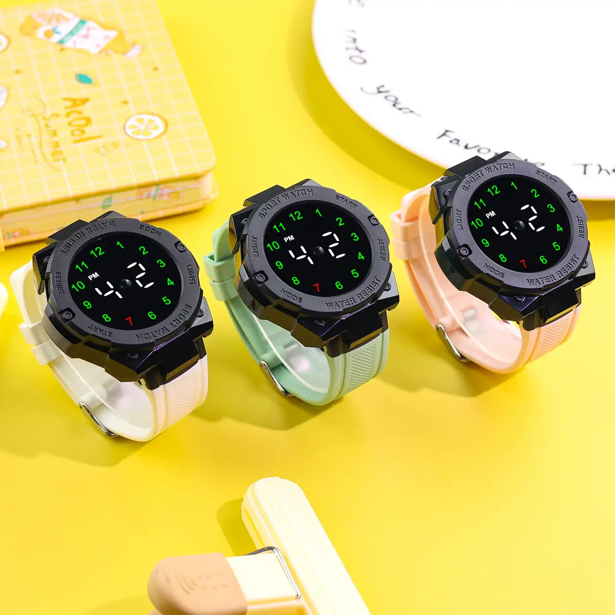 New Led Electronic Watch Marquee Cross-Border Silver Dial Rhombus Fashion Digital Sports Student Party Ready — feature 2