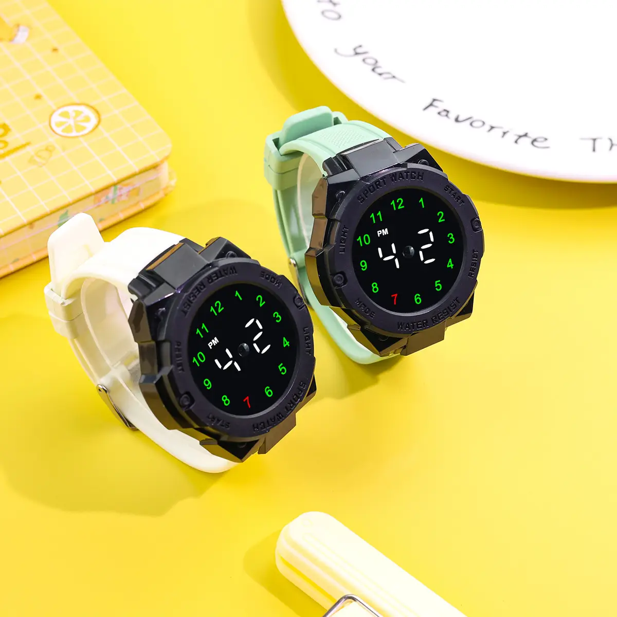 New Led Electronic Watch Marquee Cross-Border Silver Dial Rhombus Fashion Digital Sports Student Party Ready — feature 3