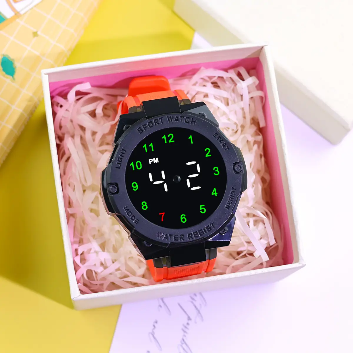 New Led Electronic Watch Marquee Cross-Border Silver Dial Rhombus Fashion Digital Sports Student Party Ready - Image 2