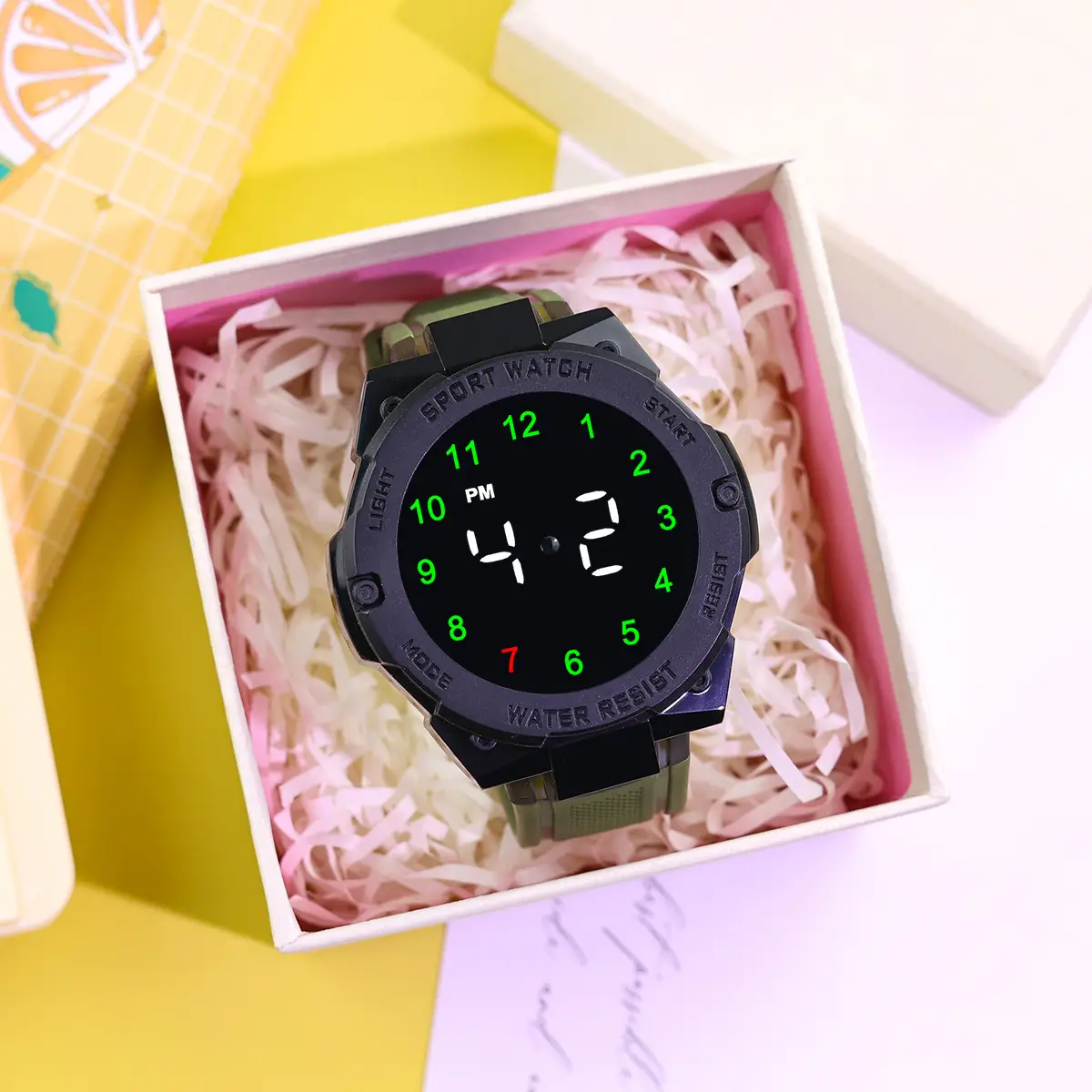 New Led Electronic Watch Marquee Cross-Border Silver Dial Rhombus Fashion Digital Sports Student Party Ready - Image 3