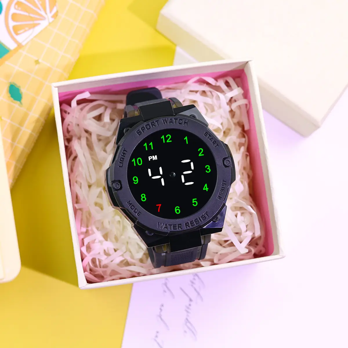 New Led Electronic Watch Marquee Cross-Border Silver Dial Rhombus Fashion Digital Sports Student Party Ready - Image 4