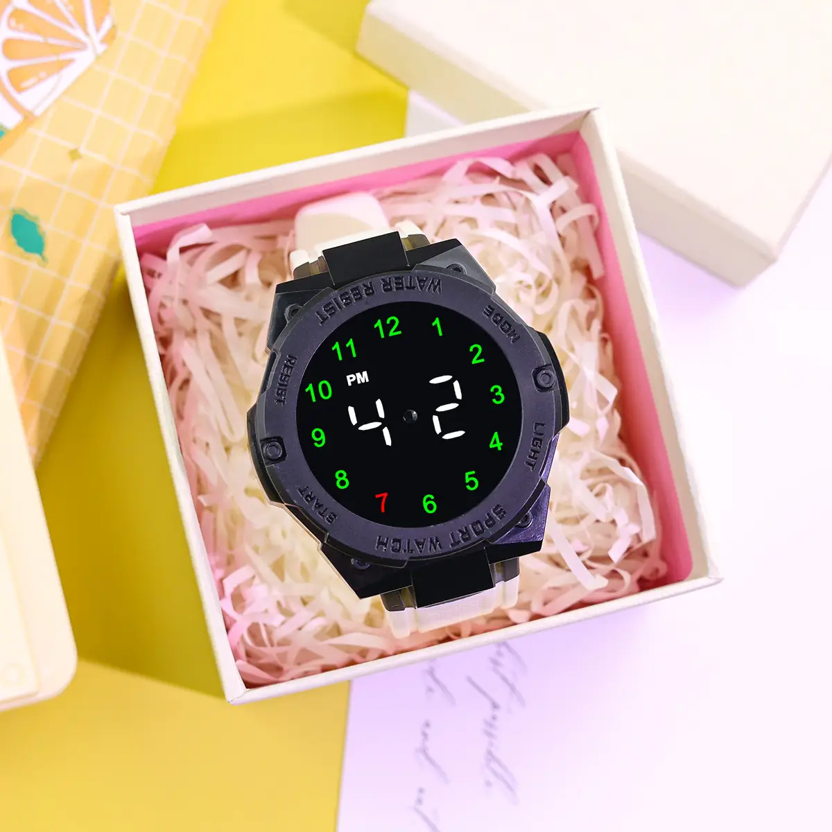 New Led Electronic Watch Marquee Cross-Border Silver Dial Rhombus Fashion Digital Sports Student Party Ready - Image 5