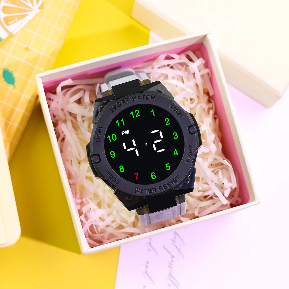 New Led Electronic Watch Marquee Cross-Border Silver Dial Rhombus Fashion Digital Sports Student Party Ready - Image 6
