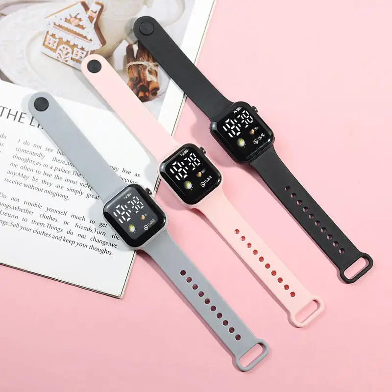 Square Touch Digital Watch for Girls Women White - Image 9