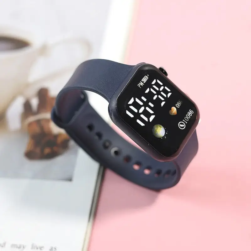 Square Touch Digital Watch for Girls Women White - Image 5