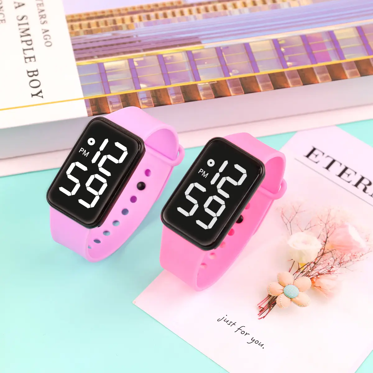 Touch Rainbow Color LED Digital Watch Large Screen - Image 9