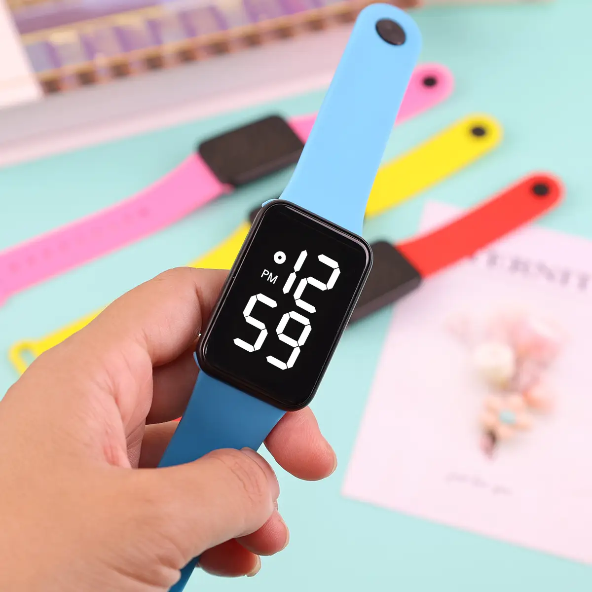 Touch Rainbow Color LED Digital Watch Large Screen - Image 10