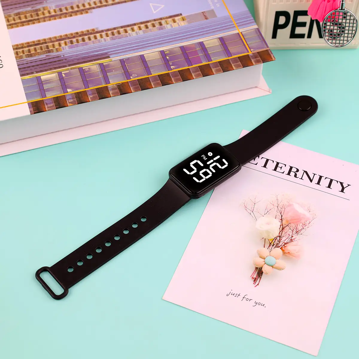 Touch Rainbow Color LED Digital Watch Large Screen - Image 2