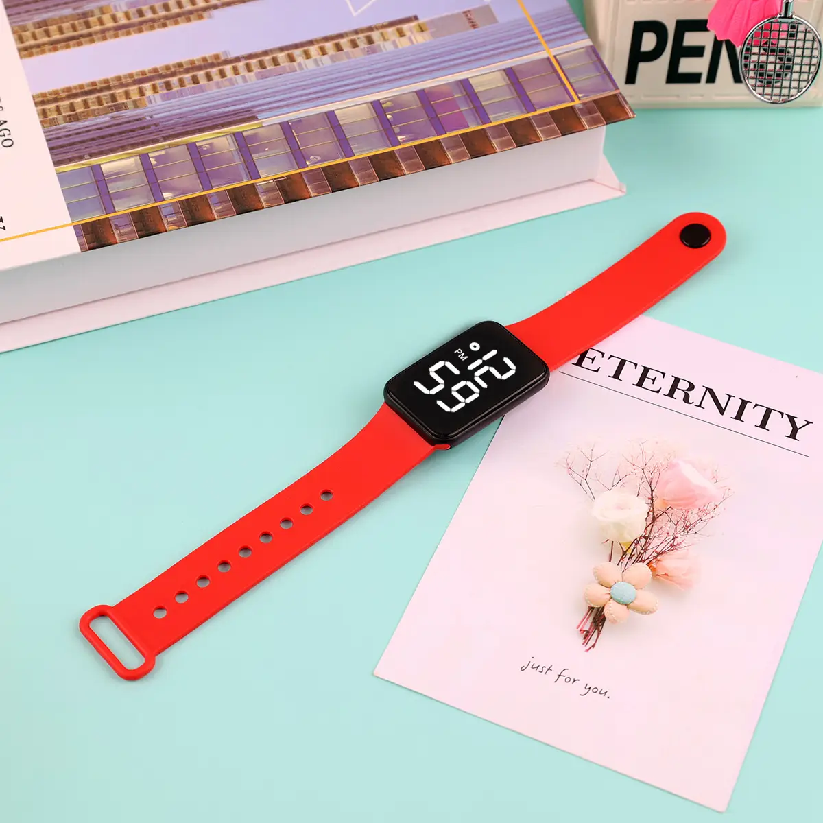 Touch Rainbow Color LED Digital Watch Large Screen - Image 3