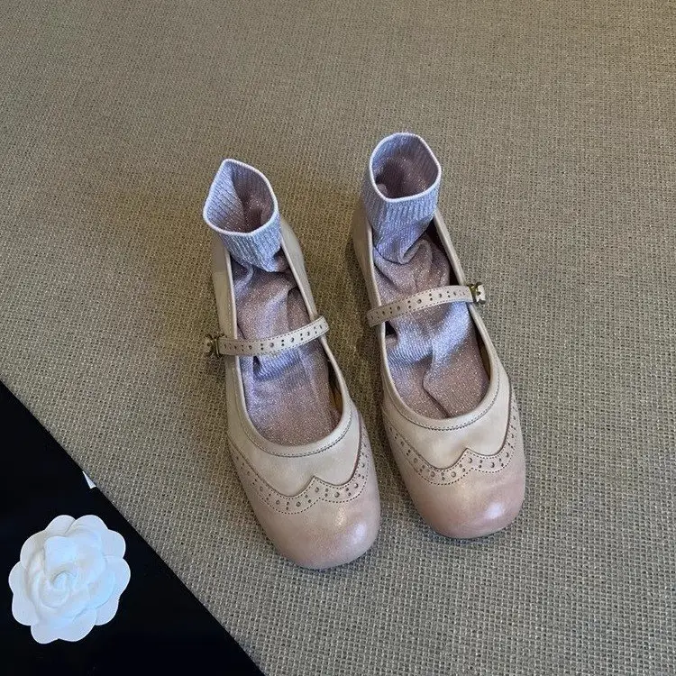 Women Mary Jane Flat Leather Shoes Spring Summer New Round Toe - Image 5