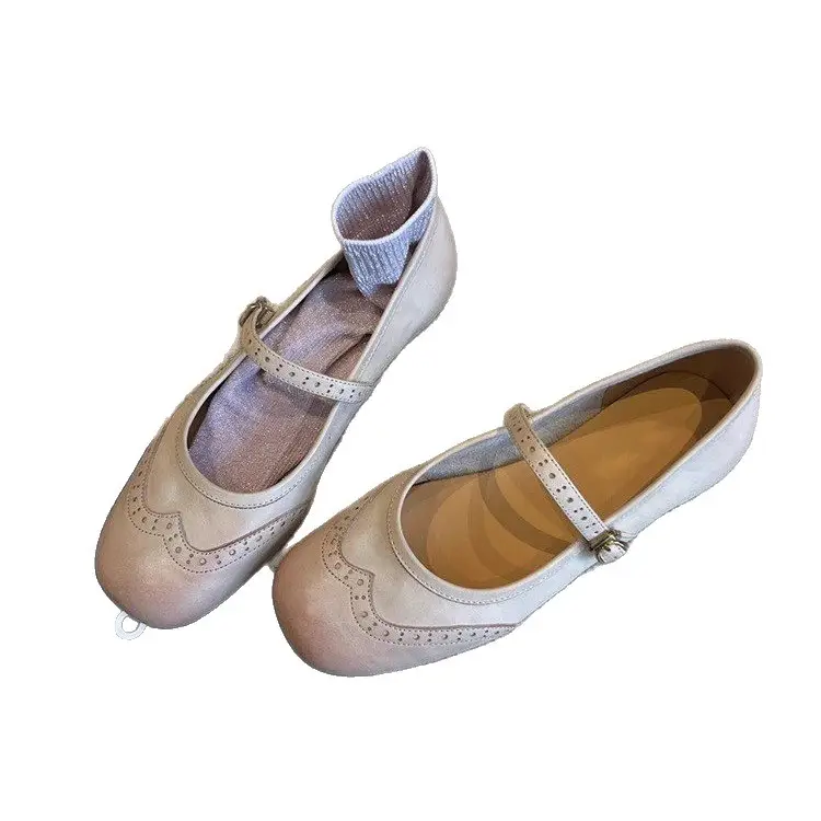 Women Mary Jane Flat Leather Shoes Spring Summer New Round Toe - Image 7