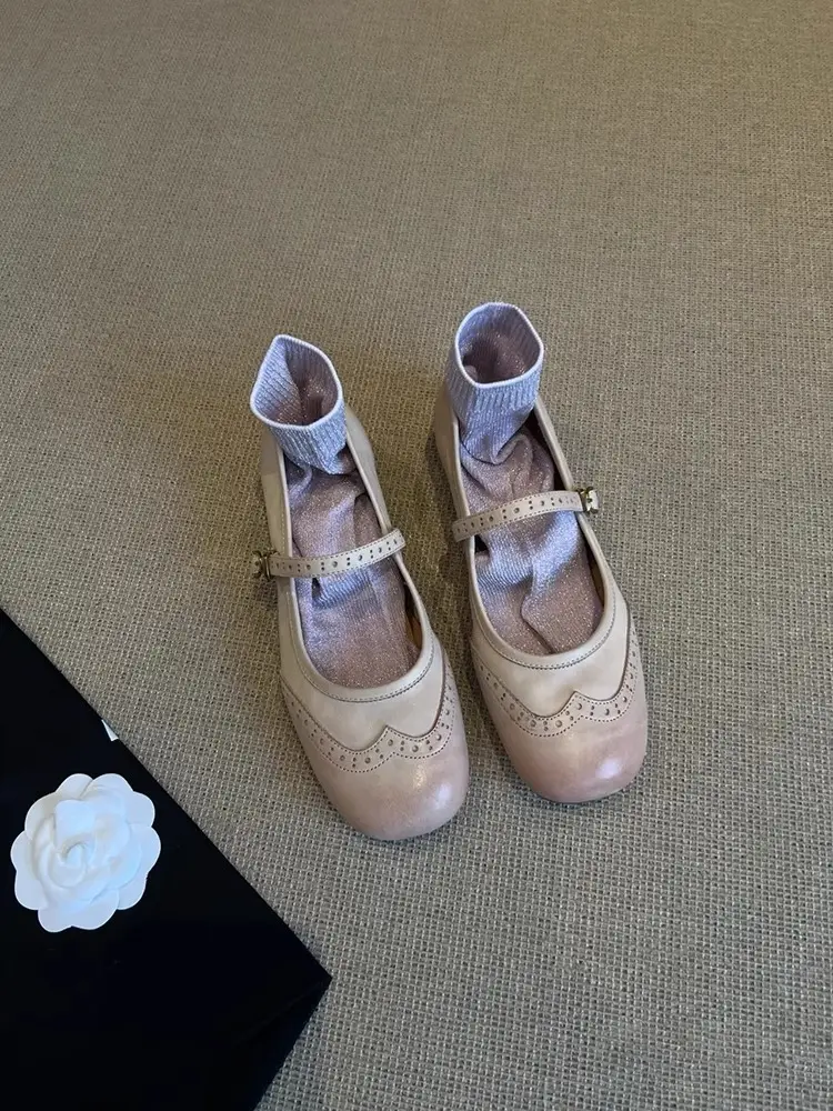 Women Mary Jane Flat Leather Shoes Spring Summer New Round Toe — feature 2
