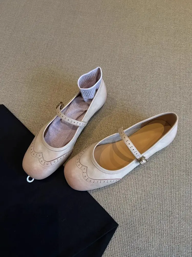 Women Mary Jane Flat Leather Shoes Spring Summer New Round Toe — feature 4