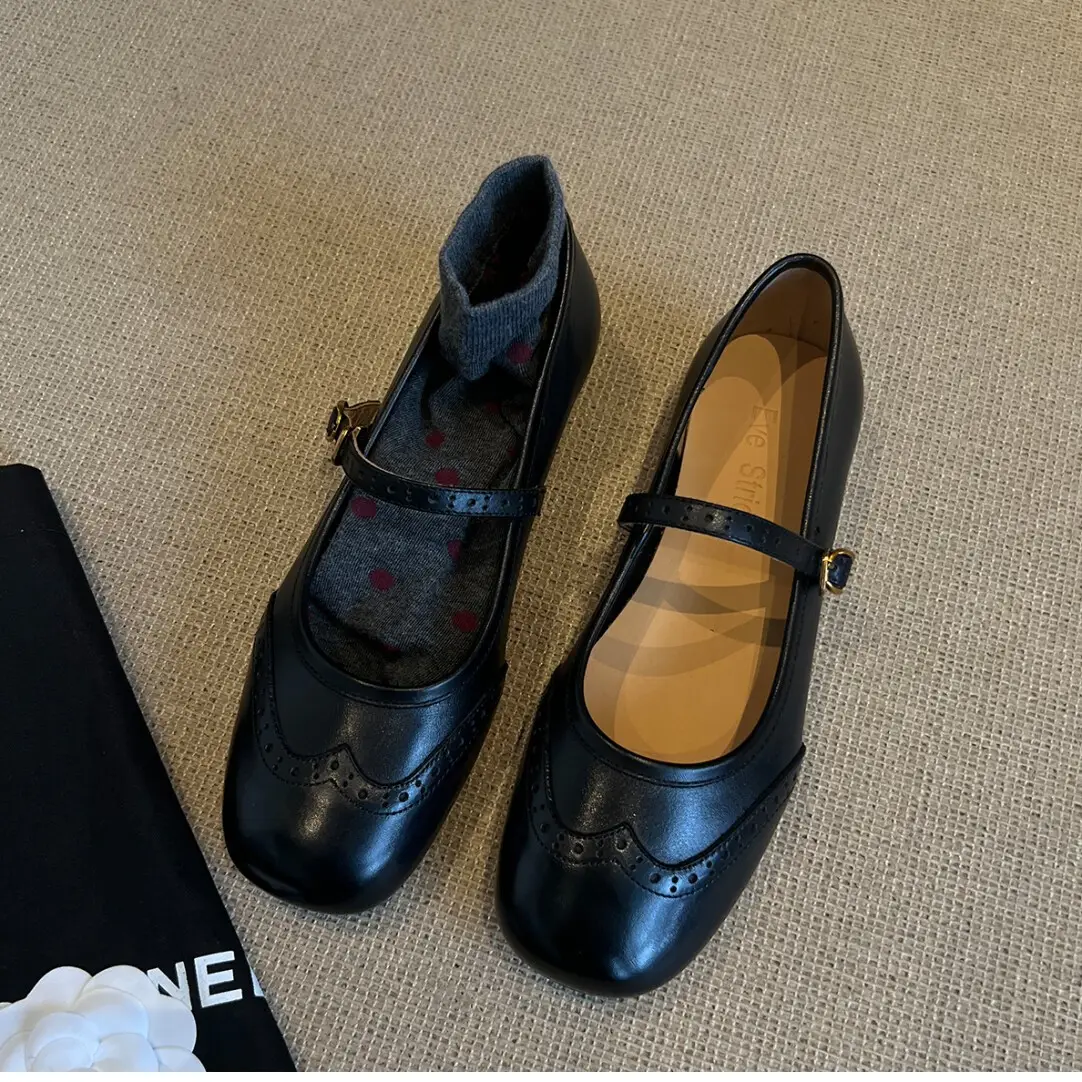 Women Mary Jane Flat Leather Shoes Spring Summer New Round Toe — feature 7