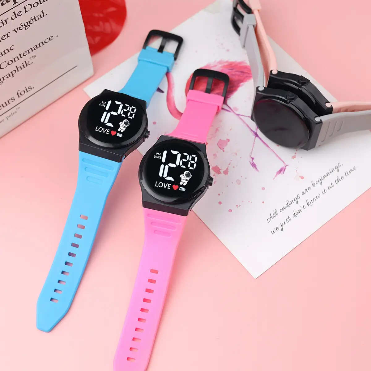 Pink Cartoon Astronaut Electronic Watch for Girls - Image 9