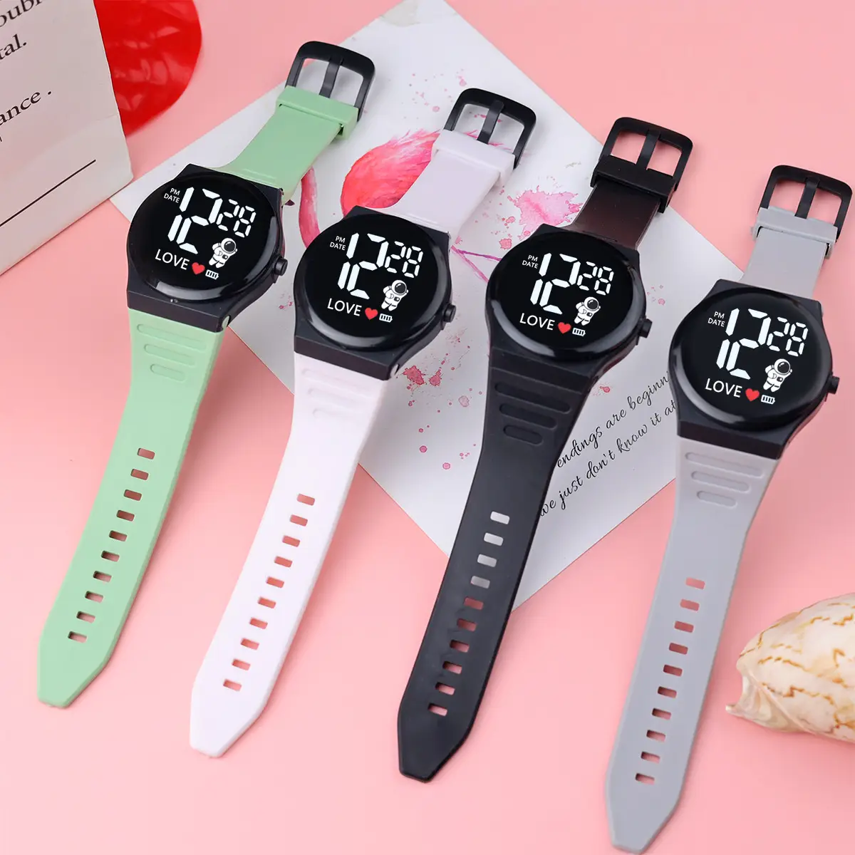 Pink Cartoon Astronaut Electronic Watch for Girls - Image 10