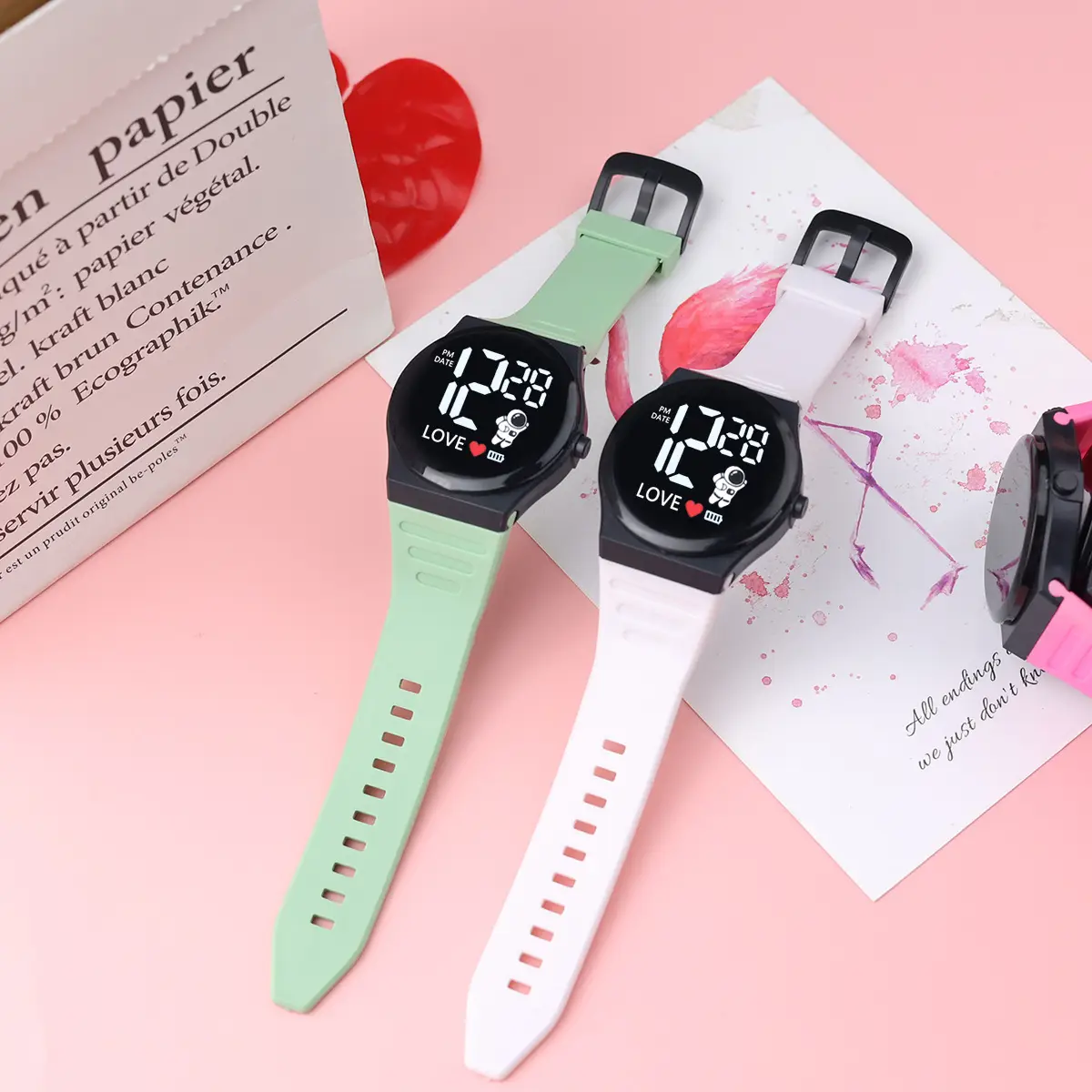 Pink Cartoon Astronaut Electronic Watch for Girls - Image 11