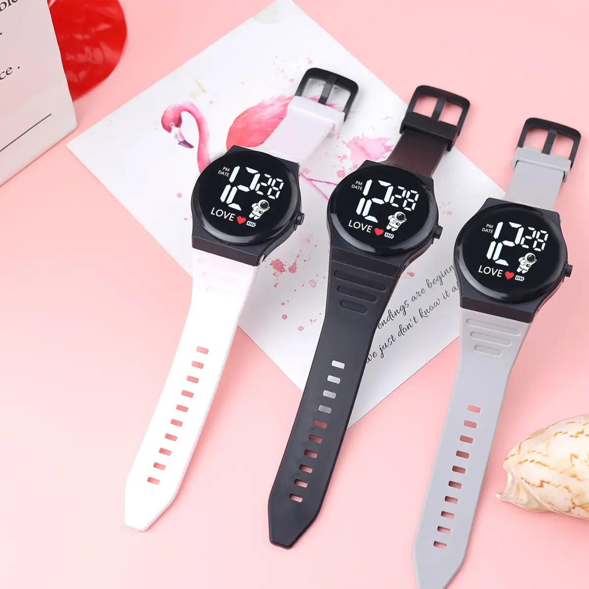 Pink Cartoon Astronaut Electronic Watch for Girls - Image 12