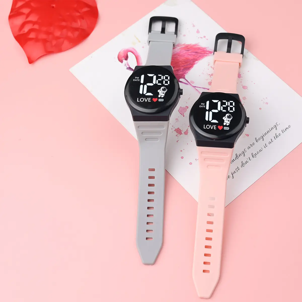 Pink Cartoon Astronaut Electronic Watch for Girls — feature 5