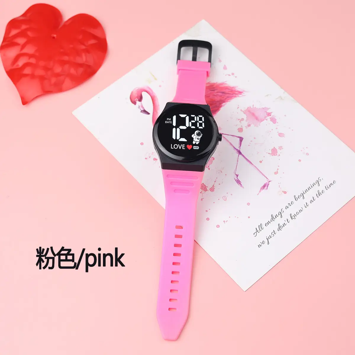 Pink Cartoon Astronaut Electronic Watch for Girls - Image 3