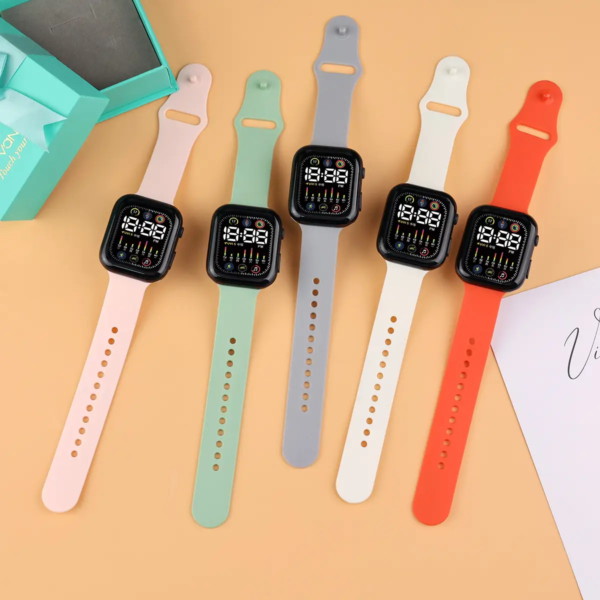 Green Digital Watch for Students with LED Display