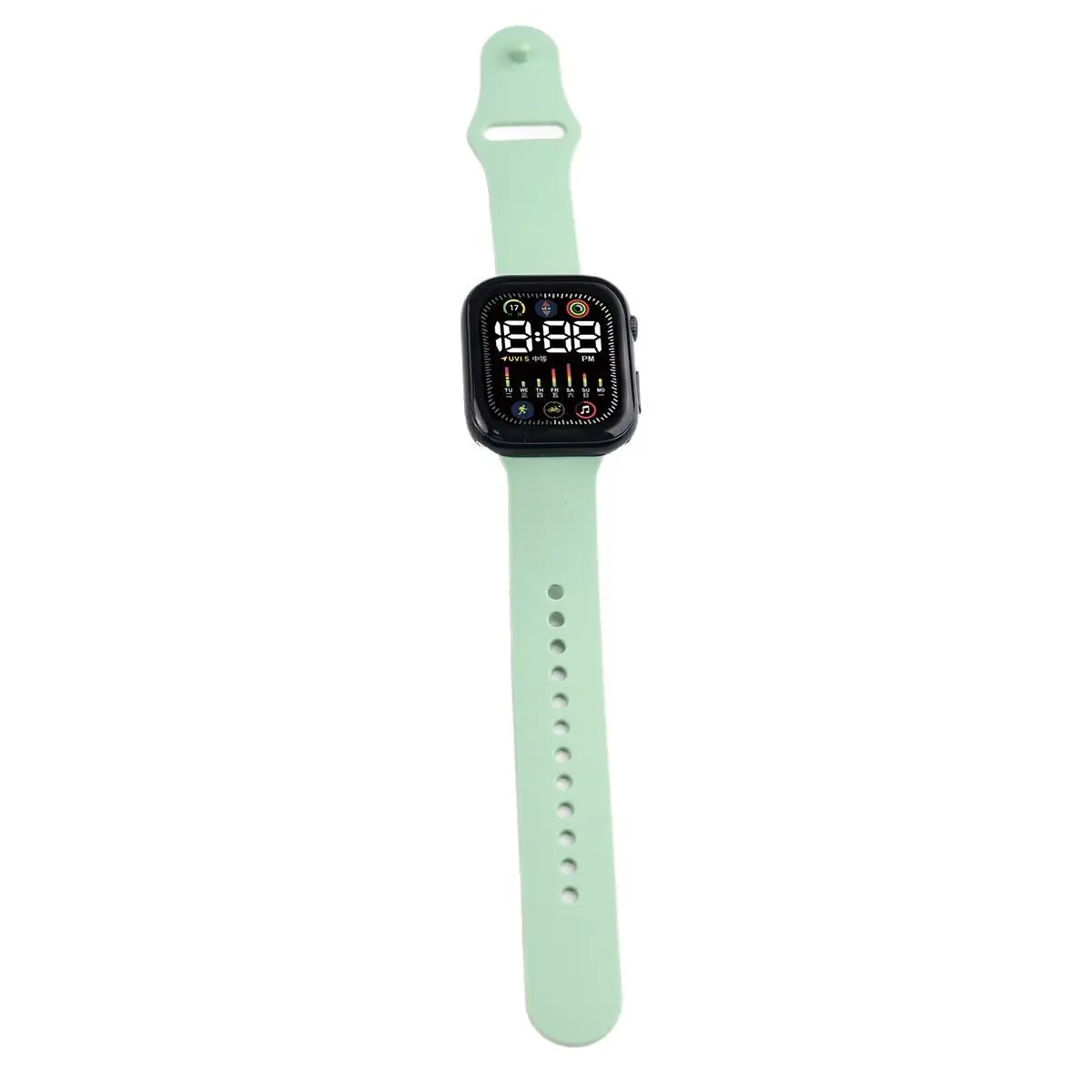 Green Digital Watch for Students with LED Display