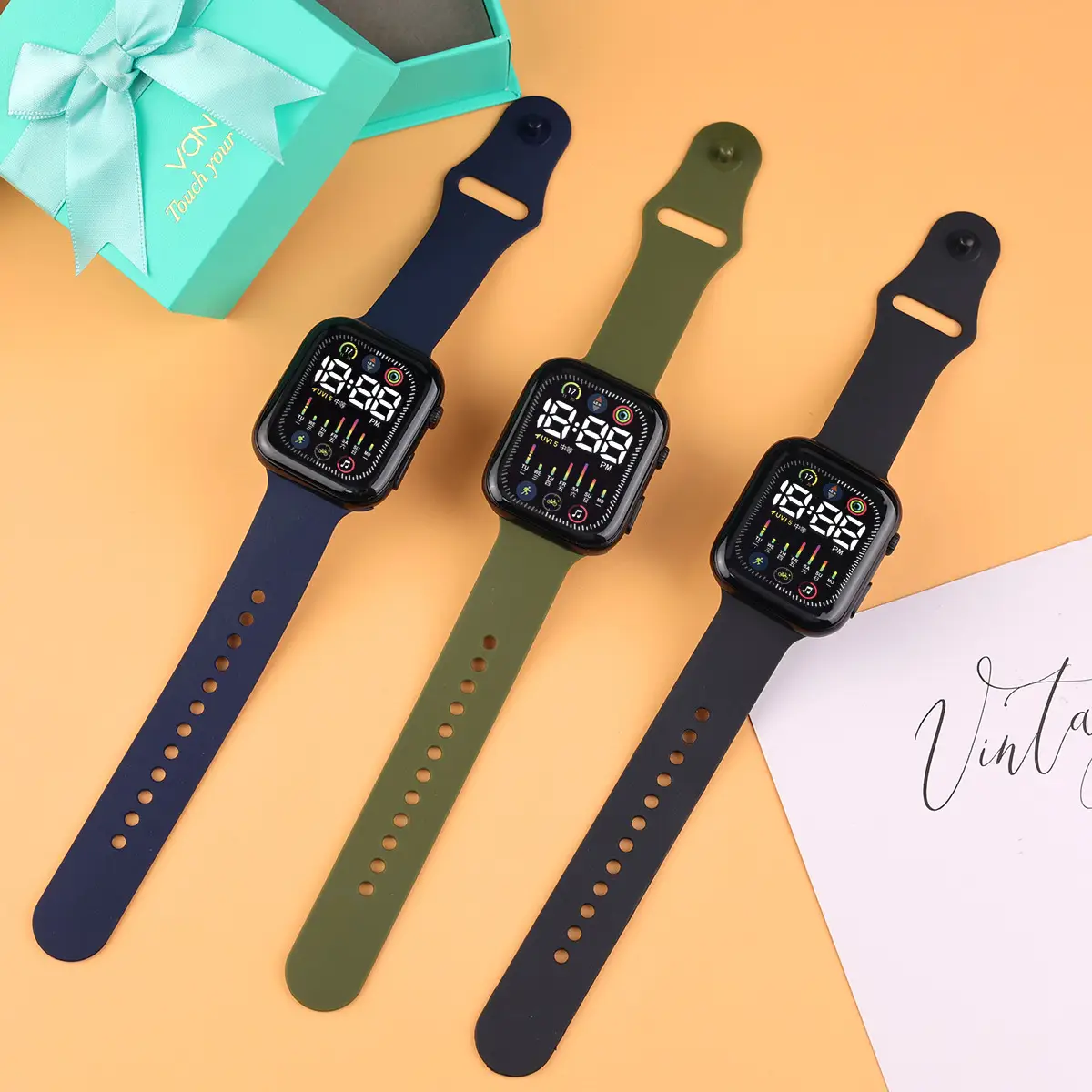 Green Digital Watch for Students with LED Display — feature 1