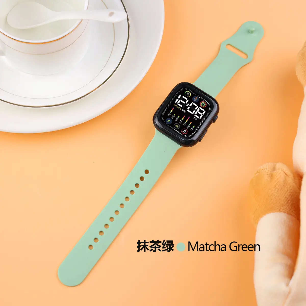 Green Digital Watch for Students with LED Display