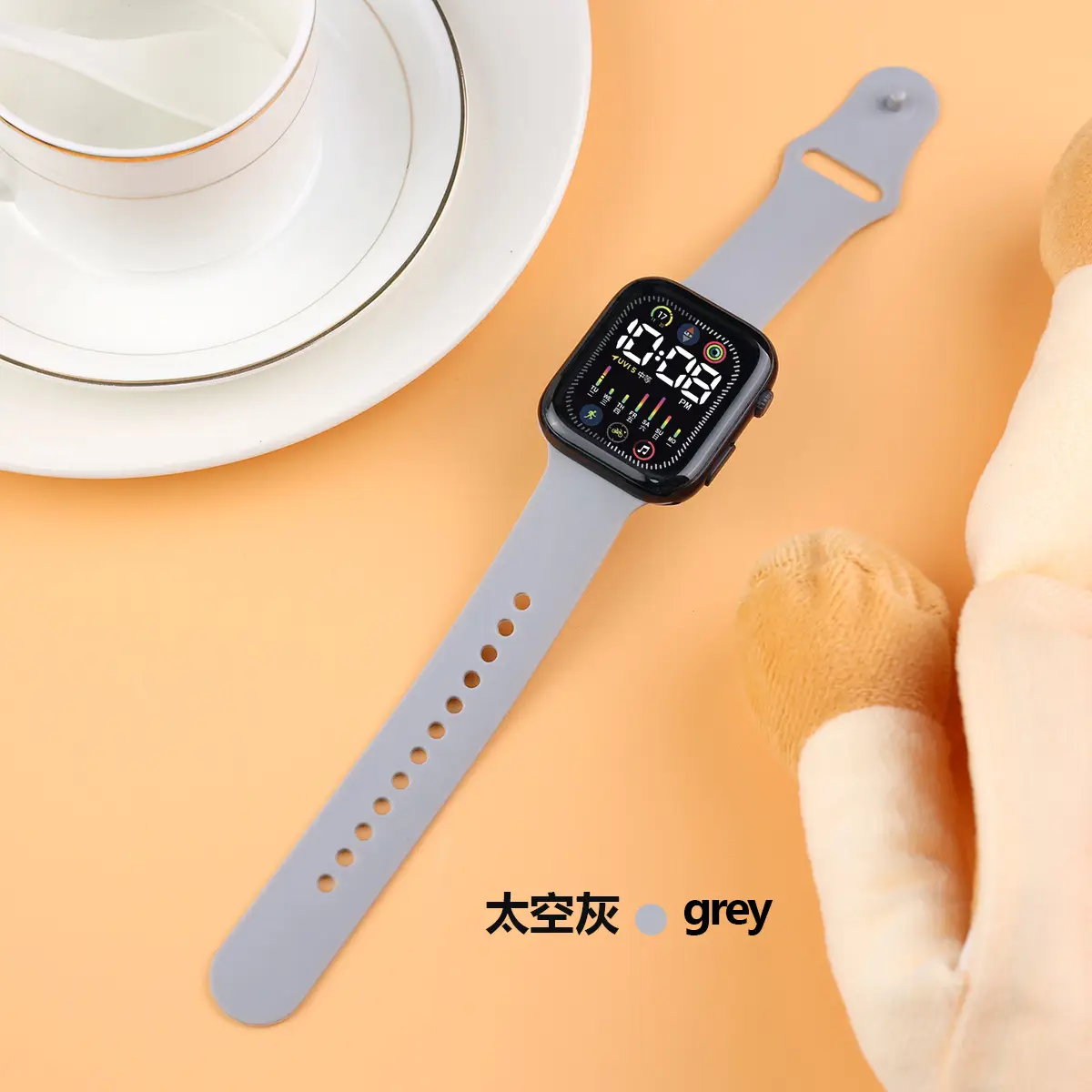 Green Digital Watch for Students with LED Display